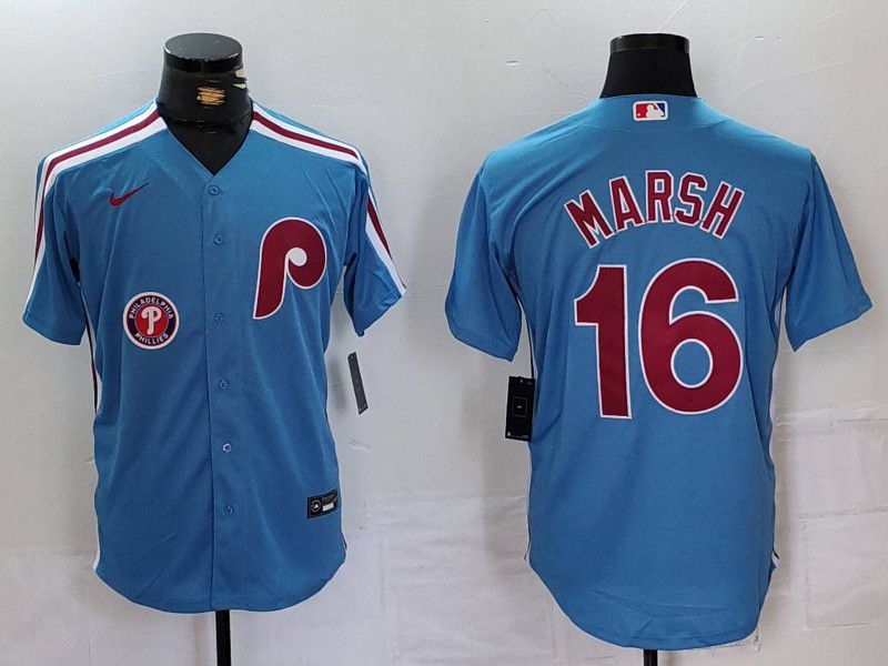 Men Philadelphia Phillies #16 Marsh Blue Throwback 2024 Nike MLB Jersey style 3->philadelphia phillies->MLB Jersey